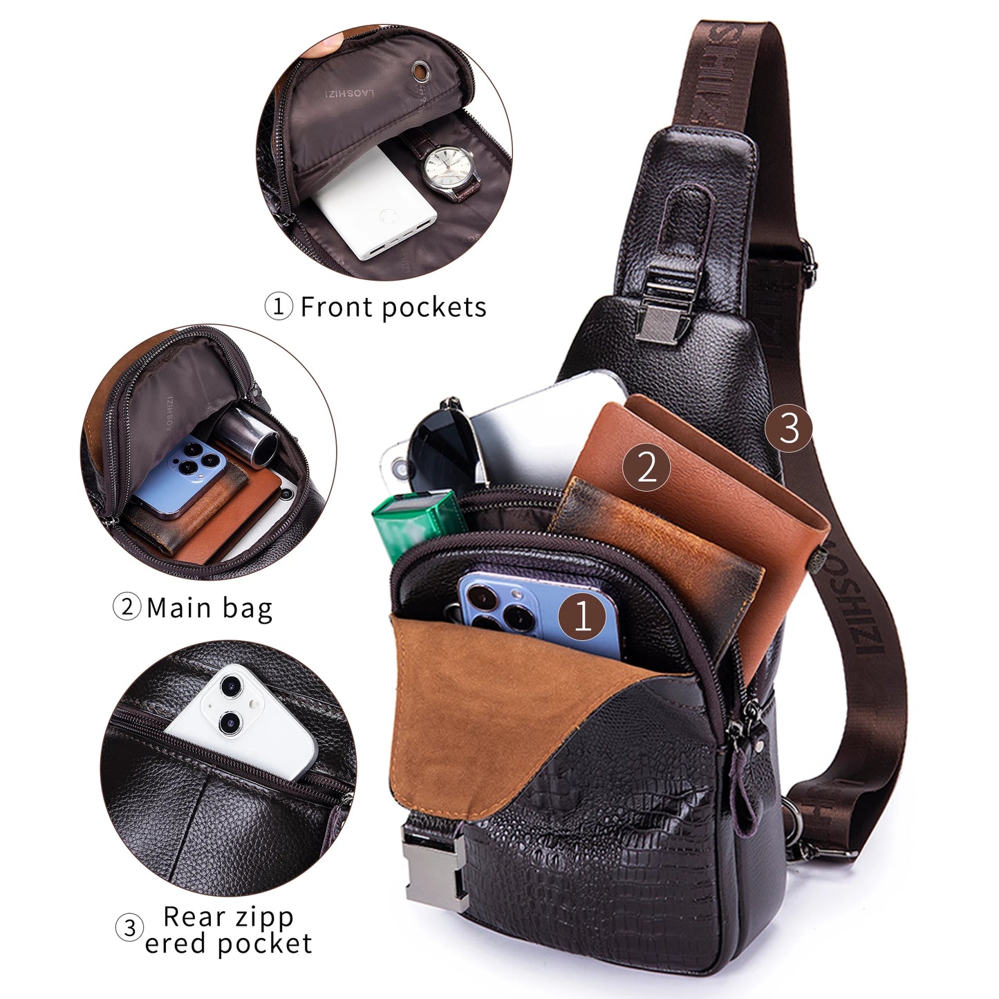 Sac en Cuir Homme Vintage avec USB