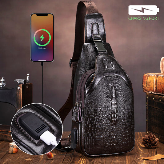 Sac en Cuir Homme Vintage avec USB